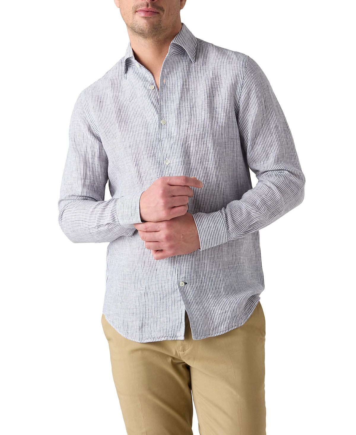 Robert Talbott Morgan Medium Stripe Linen Shirt
