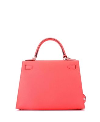 Kelly 28 Handbag Pink Epsom with Palladium Hardware