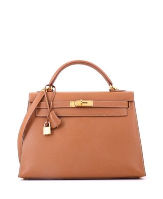 Kelly 32 Handbag Brown Courchevel with Gold Hardware