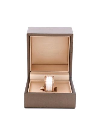  B.Zero1 Three Band Ring 18K Rose Gold and Ceramic with Diamonds