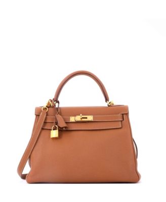 Kelly 28 Handbag Brown Togo with Gold Hardware