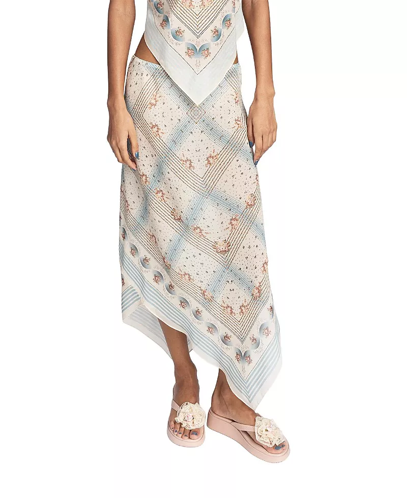 Anna Sui Heritage Scarf Print Chiffon Skirt