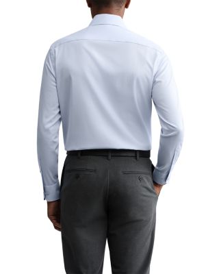 slim fit dress slacks Slim-Fit Spread Collar Sport Shirt in Light Blue Chambray