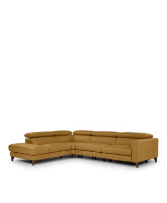 Messina Three Piece Double Motion Leather Sectional