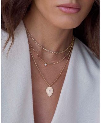 14K Yellow Gold Diamond Solitaire Necklace, 16"