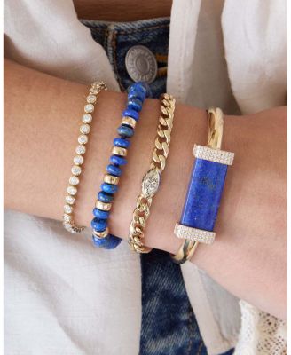 14K Yellow Gold Lapis Rondelle Bead Bracelet