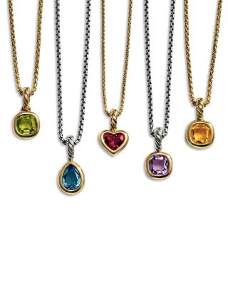 Mini Heart Amulet in 18K Yellow Gold with Rhodolite Garnet, 7.2mm