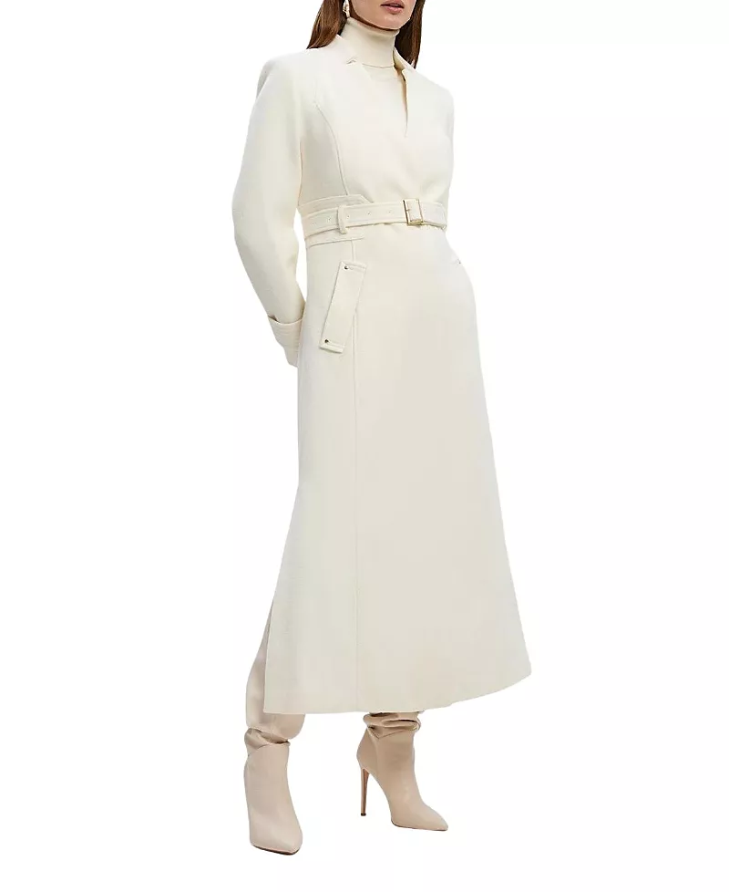 Karen Millen Wool Notch Neck Belted Maxi Coat