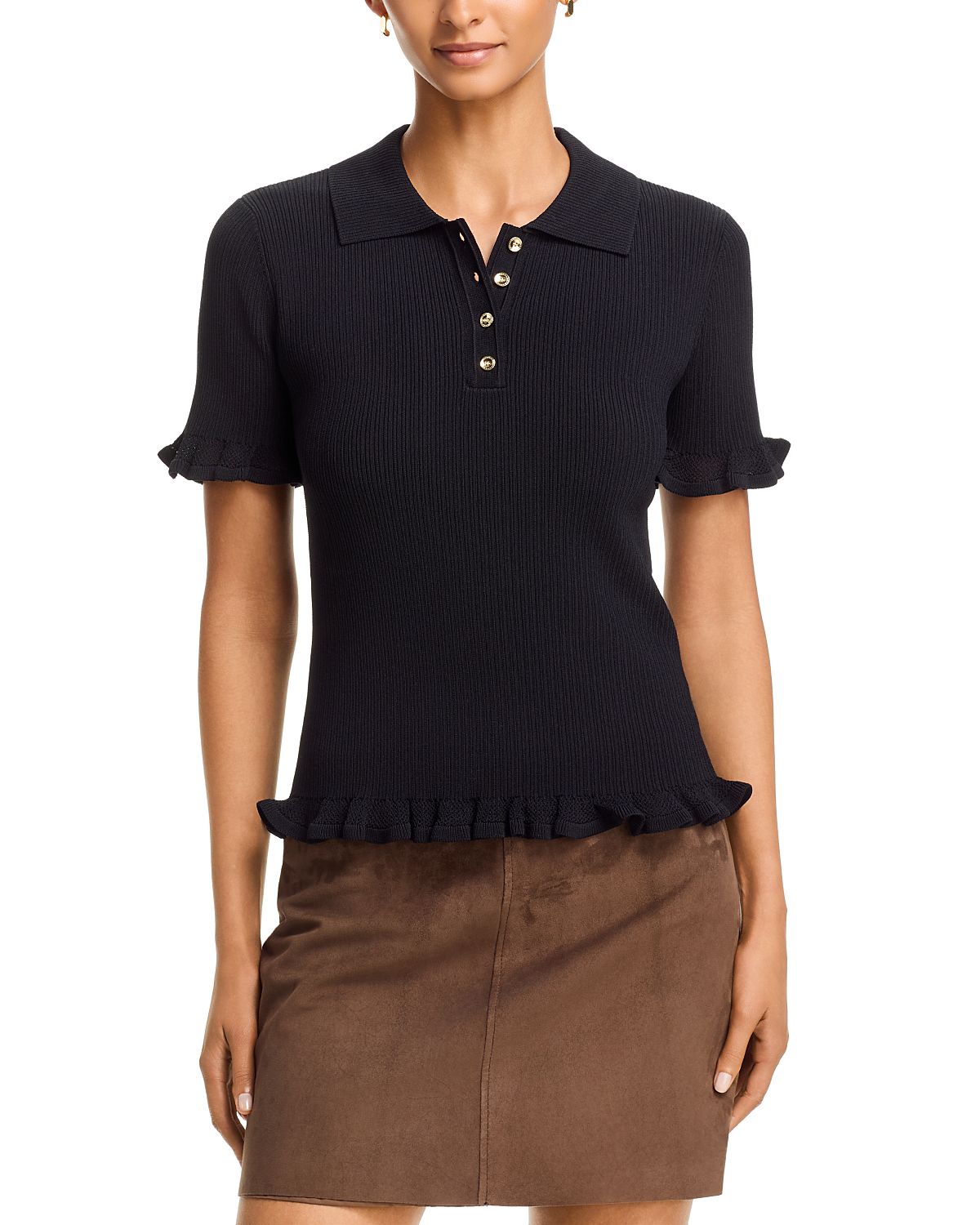 T Tahari Half Placket Polo