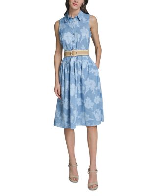 Sleeveless Belted Shirt Dress