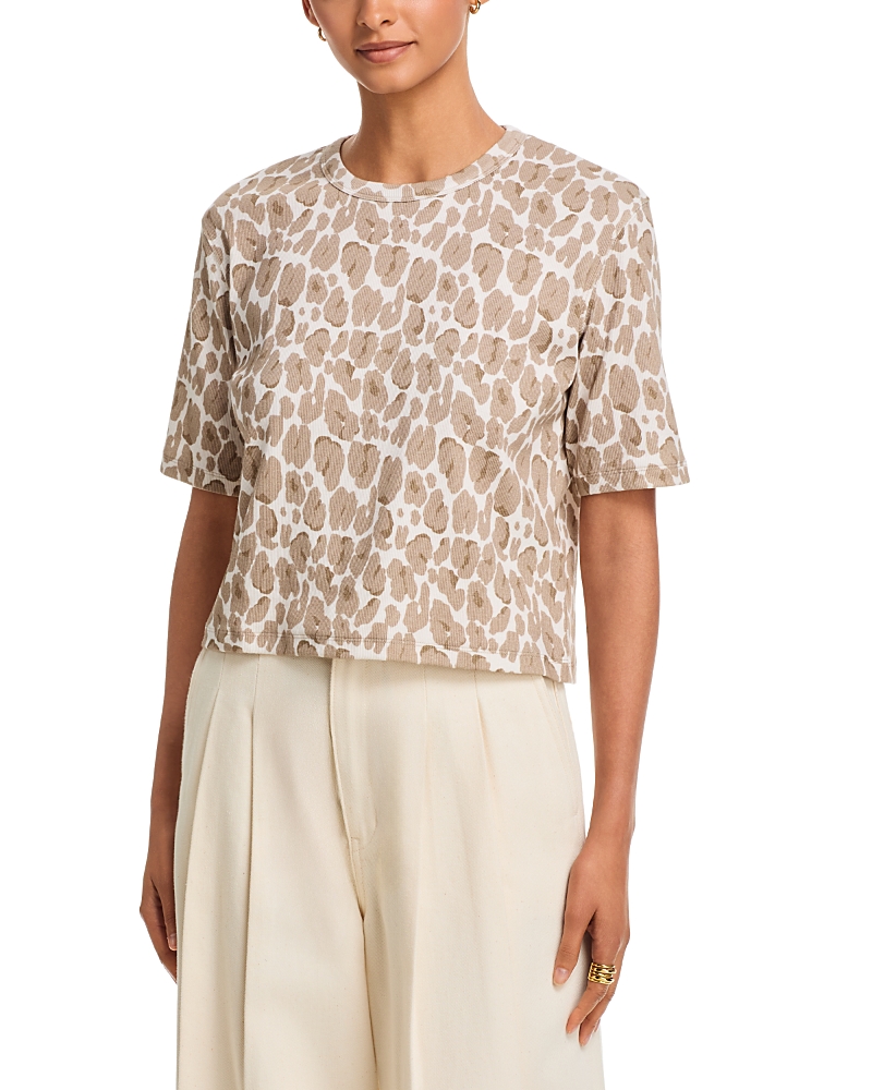 Majestic Filatures Cotton Stretch Rib Leopard Short Sleeve Top