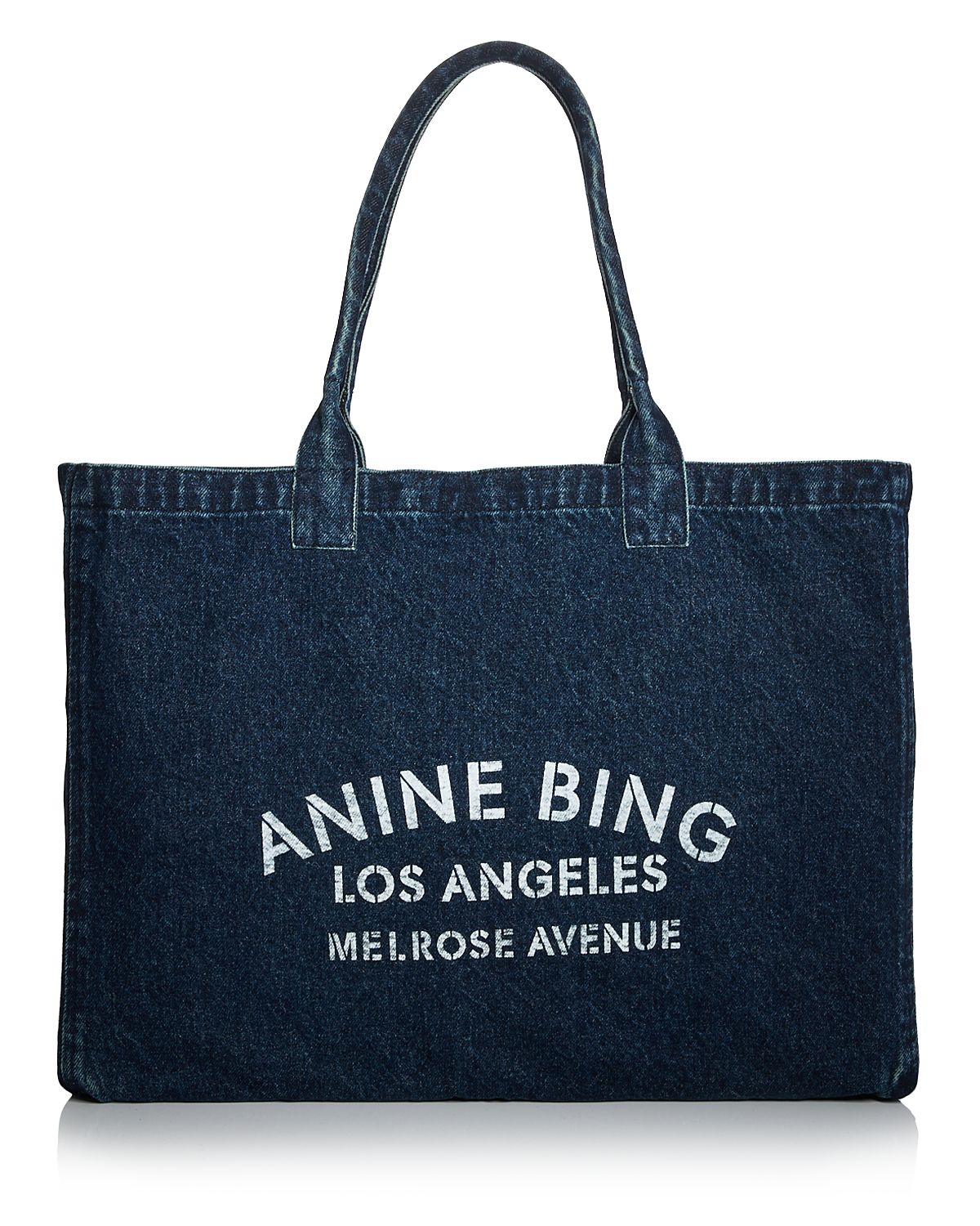 Anine Bing Leo Large Logo Denim Tote Bag