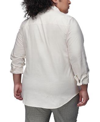  Plus The Essential Long Sleeve Oxford Zip Up Shirt