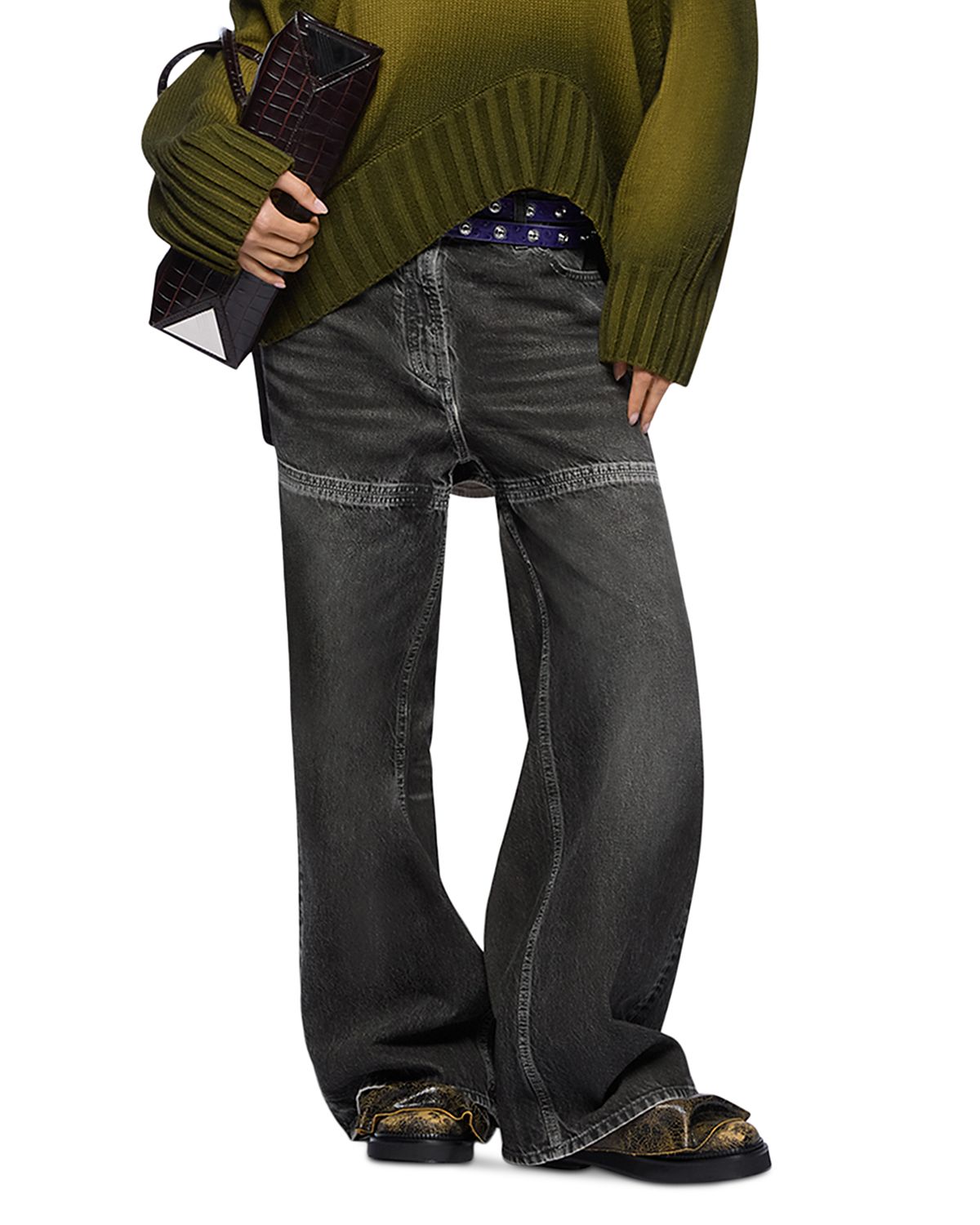 The Attico Cutout Wide Leg Jeans