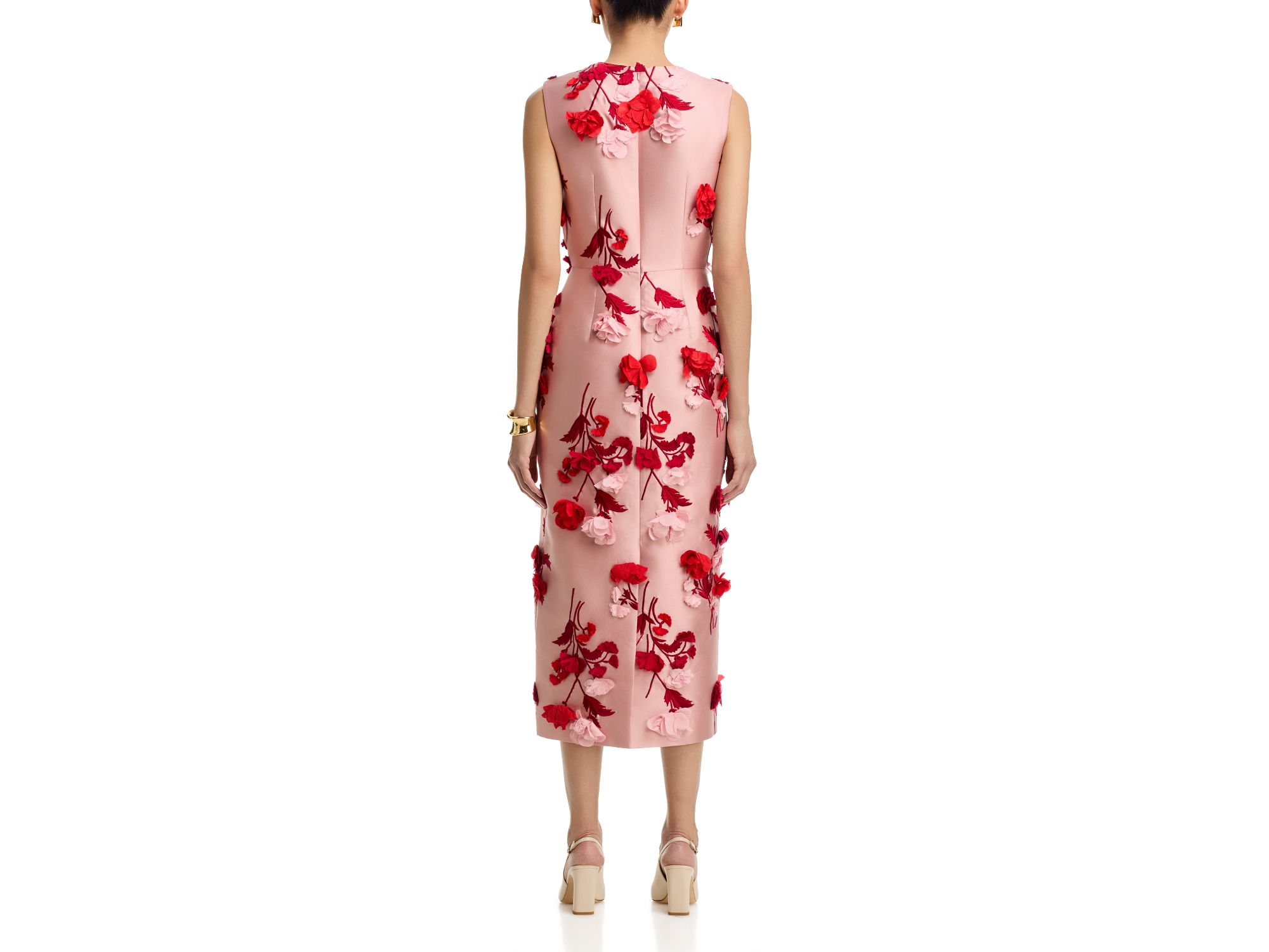 Floral Embroidered Mikado Sleeveless Midi Dress — Image 4