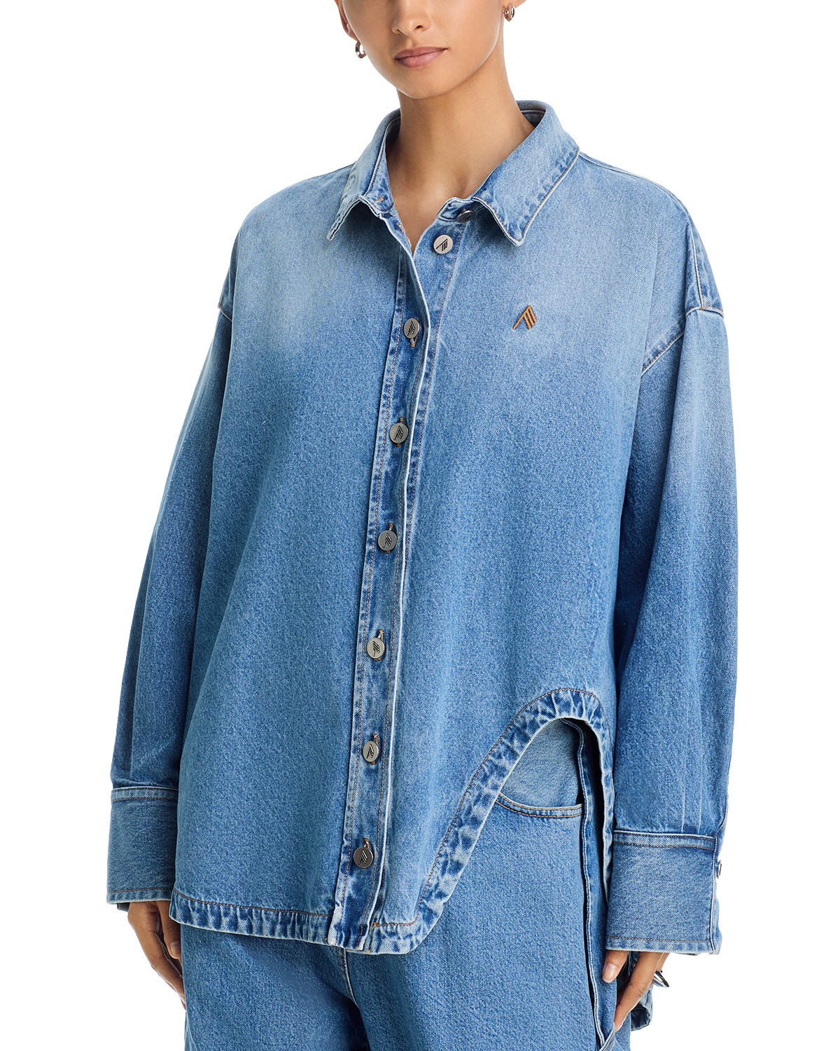 The Attico Denim Shirt Jacket in Sky Blue