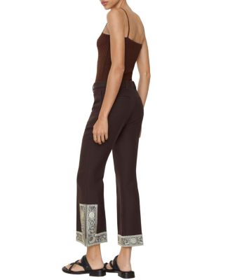  Cropped Embroidered Wool Silk Flared Trousers