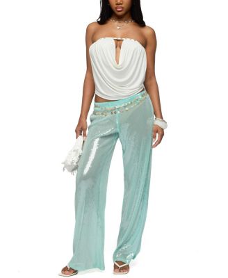 Giana Iridescent Strapless Cowl Neck Top