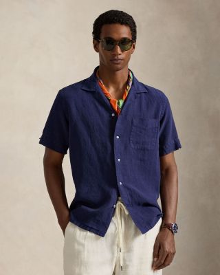 Classic Fit Slub Linen Camp Shirt