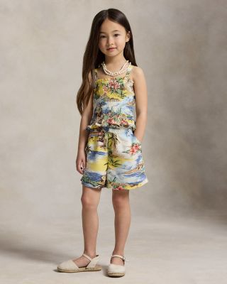 Girls' Tropical Print Smocked Boxy Top & Shorts Set - Little Kid