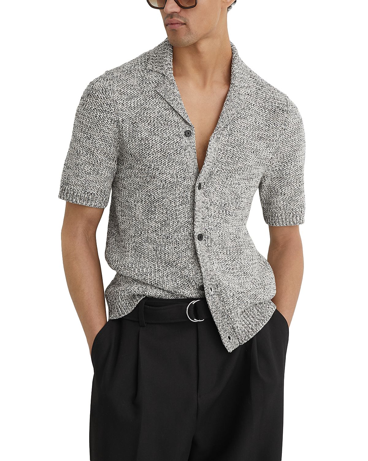 Reiss Addis Regular Fit Marled Knit Shirt
