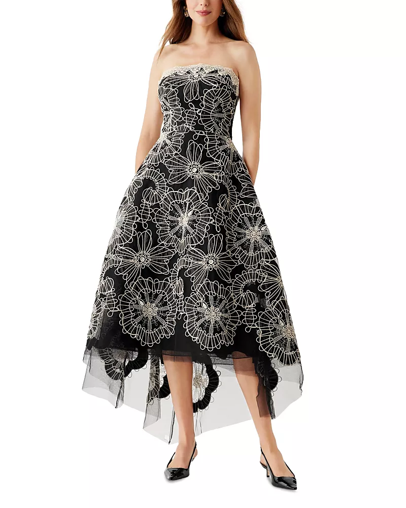 Teri Jon by Rickie Freeman Re Embroidered Tulle Dress