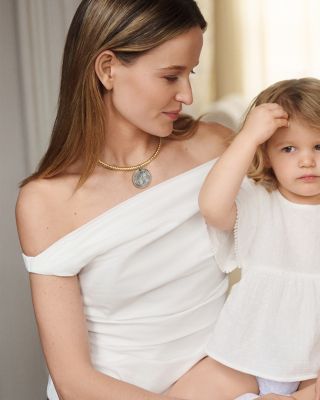 Hera Medallion Amulet in Sterling Silver with 14K Yellow Gold and Diamonds, 29.5mm