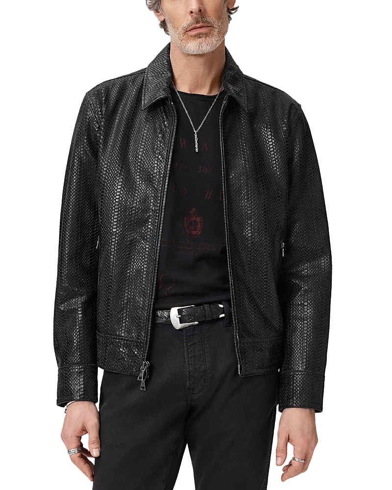 John Varvatos Benjamin Embossed Leather Jacket