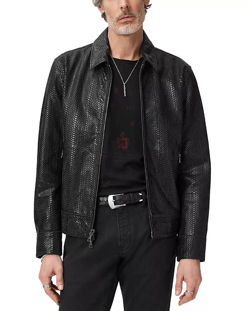 John Varvatos Benjamin Embossed Leather Jacket