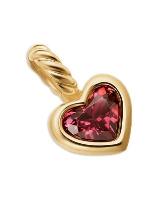 Mini Heart Amulet in 18K Yellow Gold with Rhodolite Garnet, 7.2mm