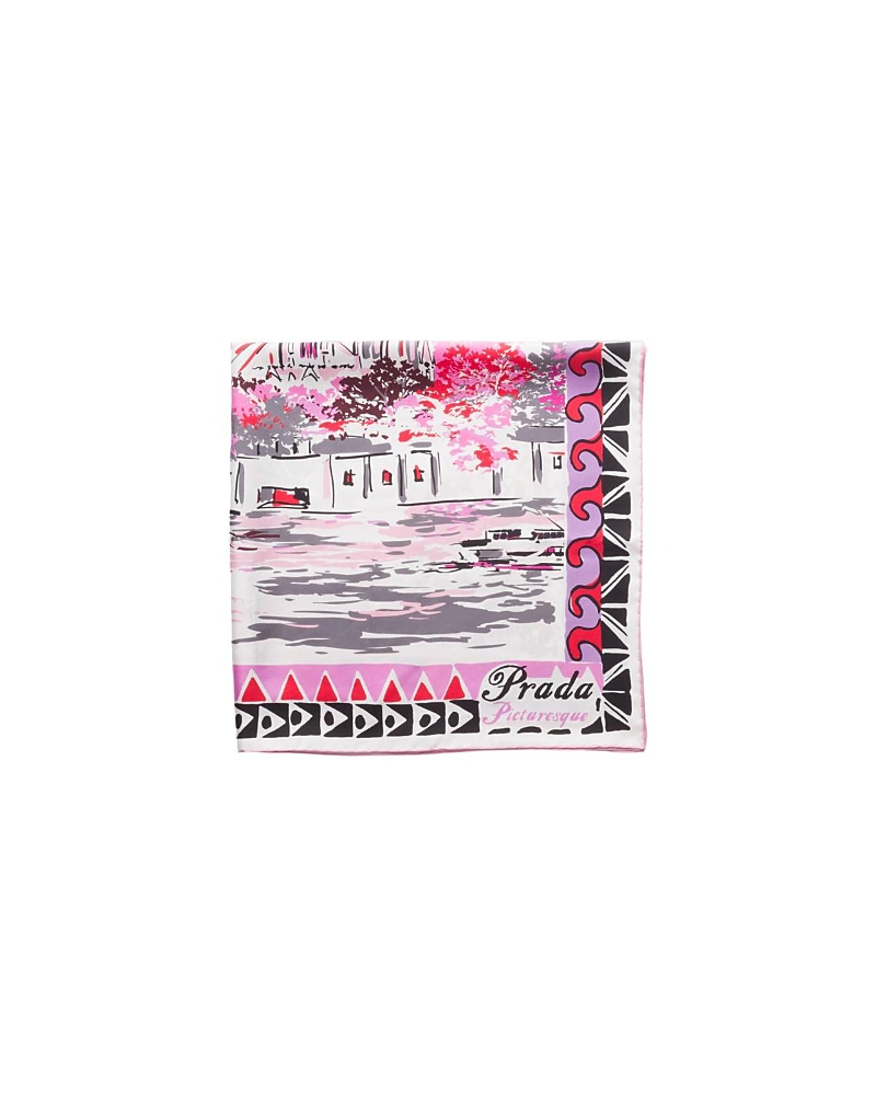 Prada Pittoresque Paris Printed Silk Foulard Scarf