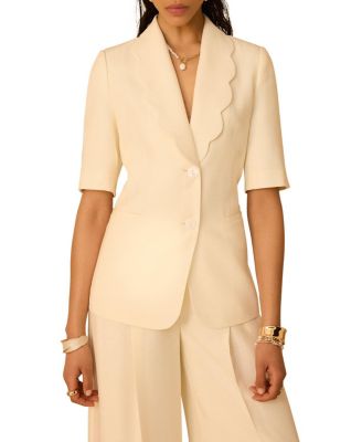 Women's Scallop Front Short Sleeve Blazer