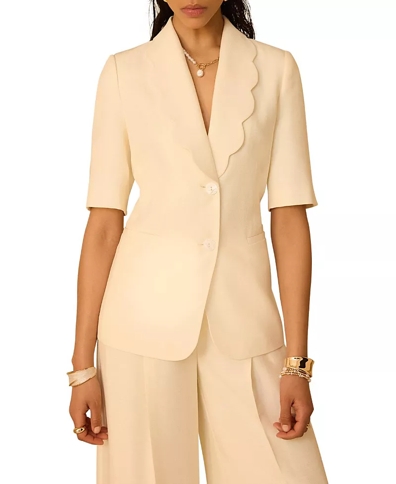 Mint Velvet Women's Scallop Front Short Sleeve Blazer