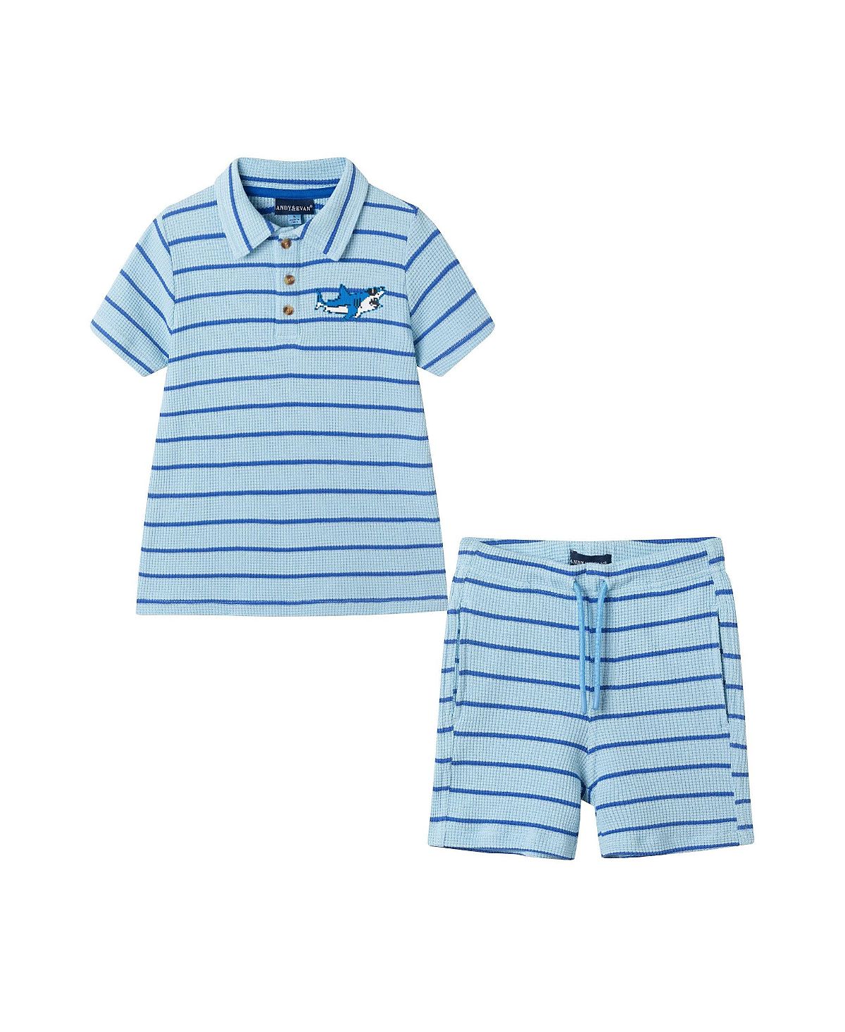 Andy & Evan Boys' Striped Waffle Polo Set - Little Kid