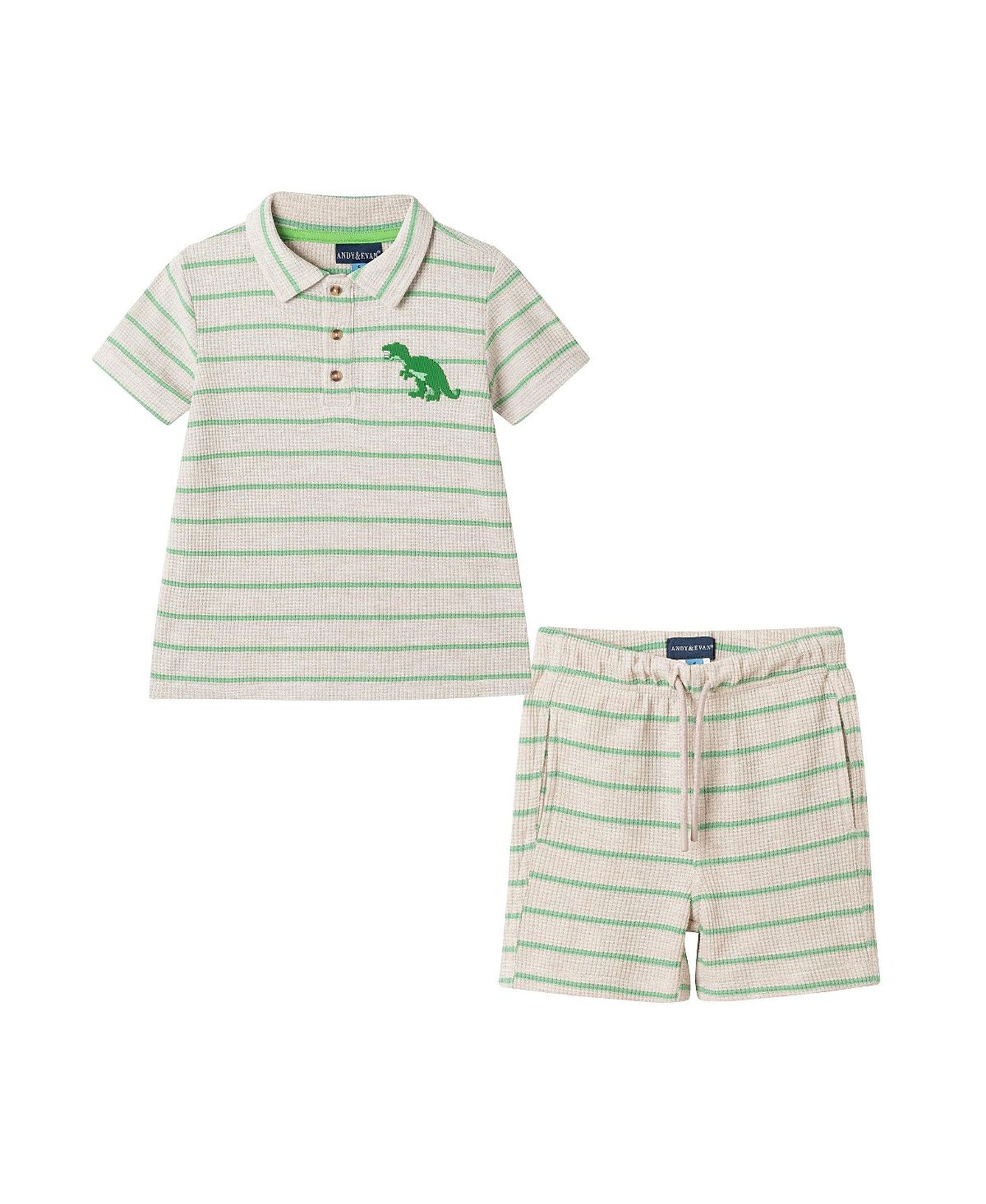 Andy & Evan Boys' Striped Waffle Polo Set - Little Kid