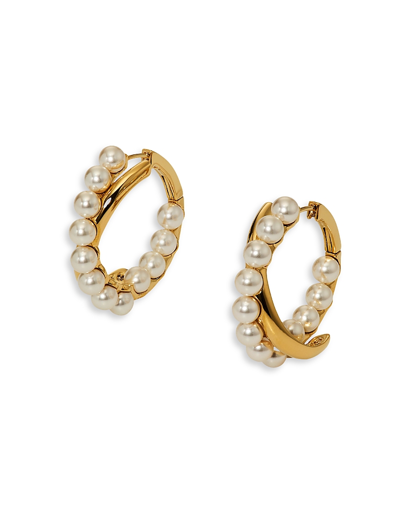 Nadri Esme Imitation Pearl Crossed Large Hoop Earrings
