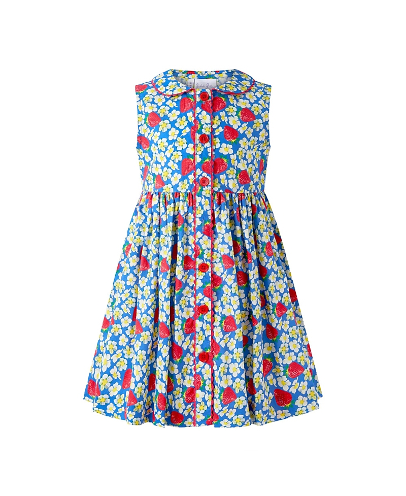 Rachel Riley Girls' Strawberry Button-Front Dress - Little Kid, Big Kid