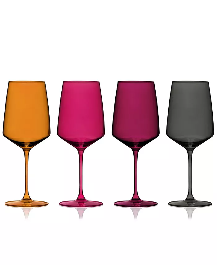 Viski Reserve Nouveau Crystal Wine Glasses Set of 4