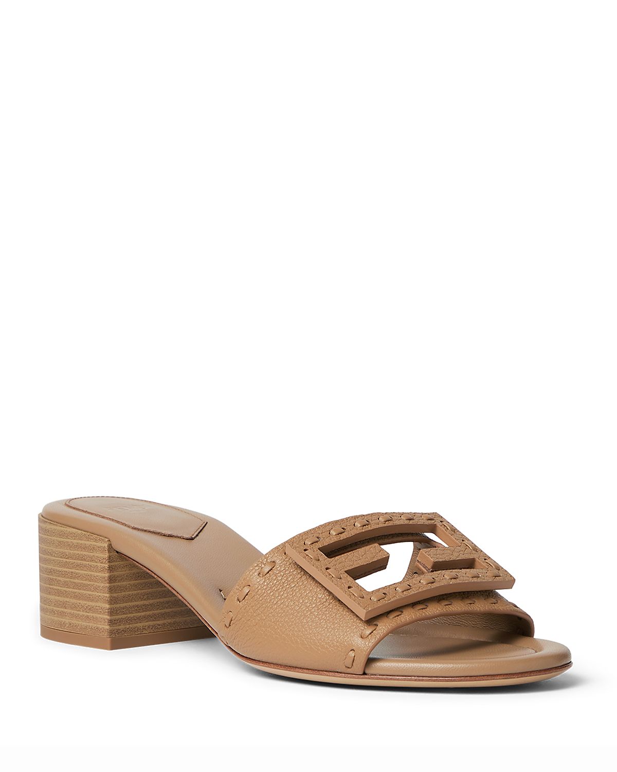 Fendi Women's Baguette Leather Block Heel Sandals