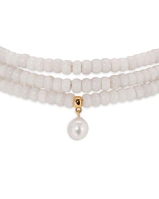 Marina Cultured Freshwater Pearl Charm Stone Beaded Multi Row Choker Necklace, 13-18"