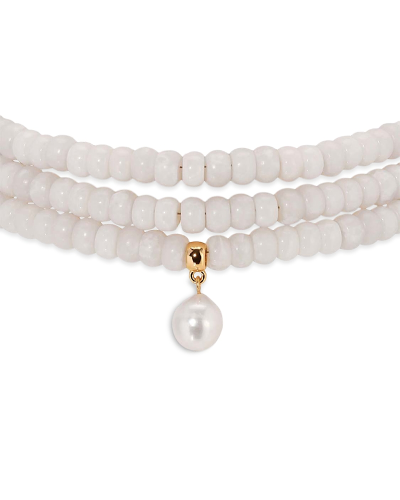 Ettika Marina Cultured Freshwater Pearl Charm Stone Beaded Multi Row Choker Necklace, 13-18