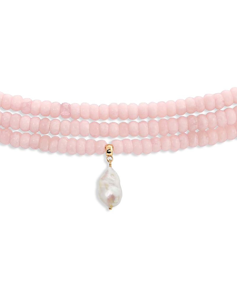 Ettika Marina Cultured Freshwater Pearl Charm Stone Beaded Multi Row Choker Necklace, 13