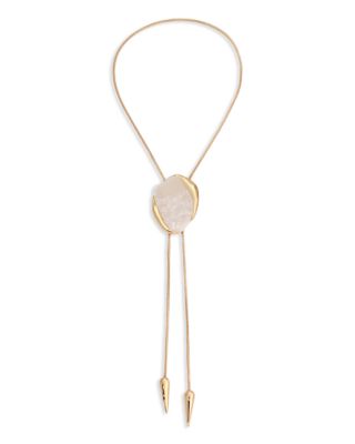 Bone Stone Statement Bolo Necklace, 31"