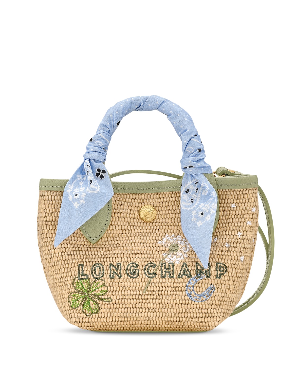 Longchamp Le Pliage Panier Mini Embroidered Crossbody Tote