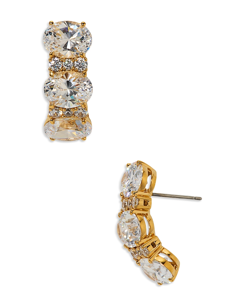 Nadri Mojito Oval Crystal J Hoop Earrings