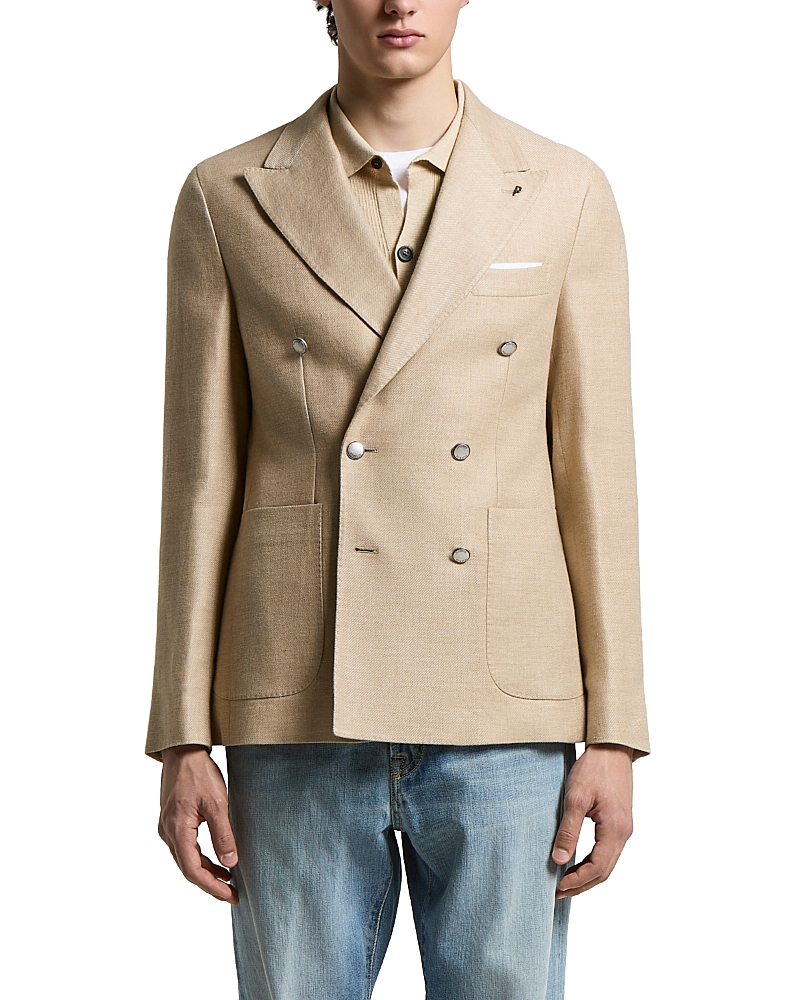 Peserico Regular Fit Six Button Double Breasted Linen & Wool Blazer