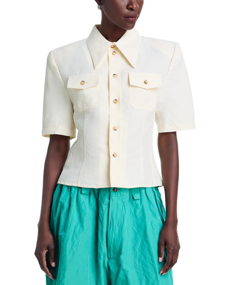 Willy Chavarria Chavela Short Sleeve Shirt in Masa