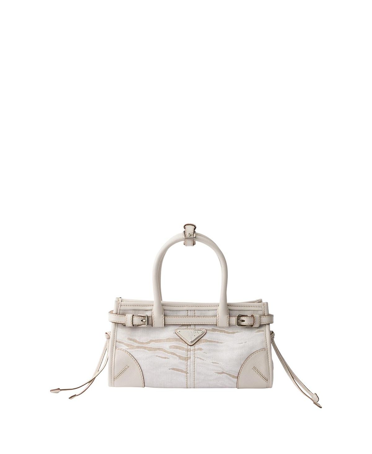 Prada Bonnie Small Printed Linen And Leather Handbag