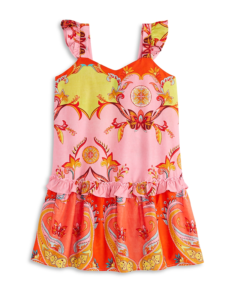Aqua Girls' Short Sleeved Printed Mini Dress, Little Kid, Big Kid - Exclusive
