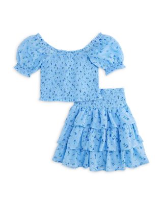 Girls' Floral Print Puff Sleeved Top & Skirt, Little Kid, Big Kid - Exclusive